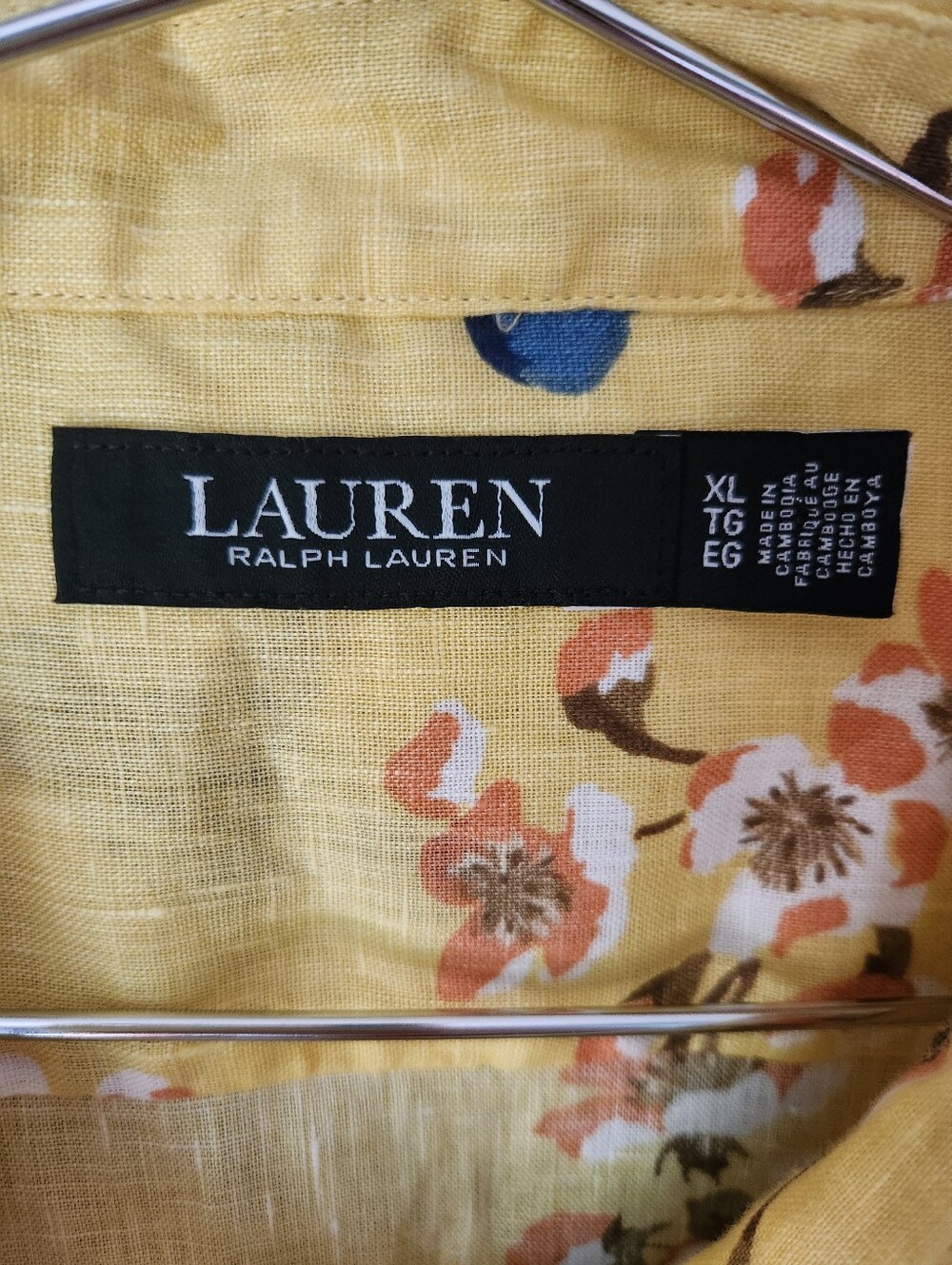 Lauren Ralph Lauren Relaxed Fit Yellow Floral Linen Shirt Women's Size XL - Picture 4 of 10